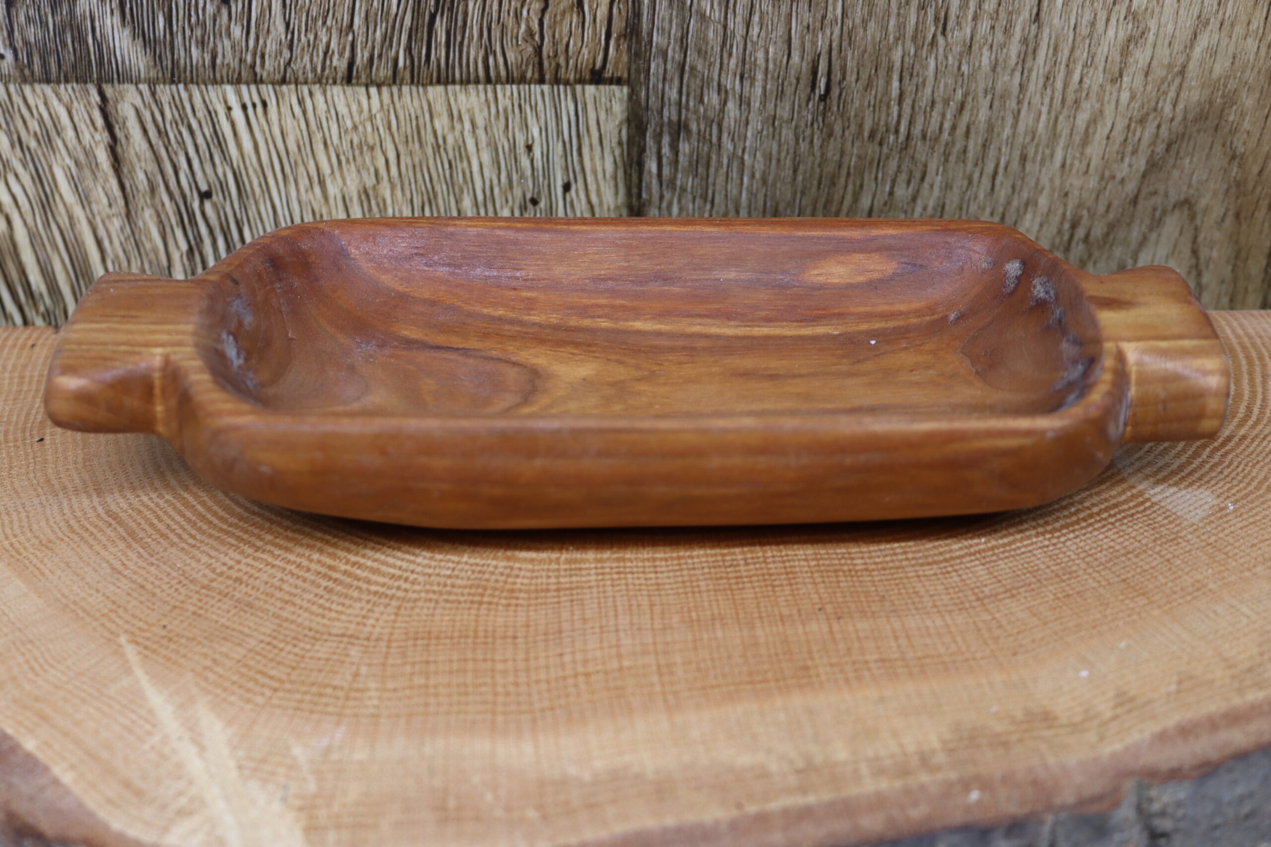 Cherry wood bowl with handles
