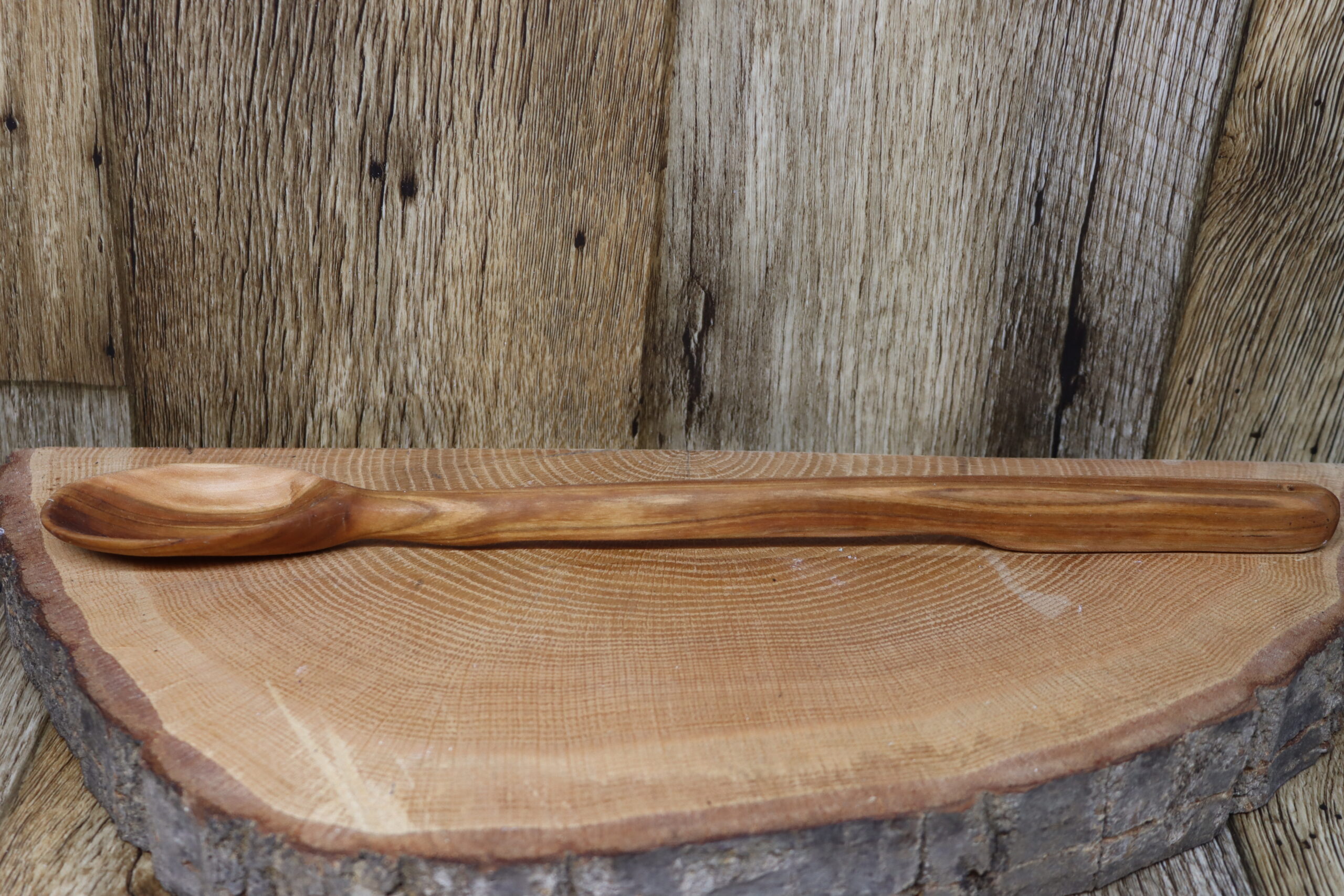 Cherry wood long kitchen spoon hand carved