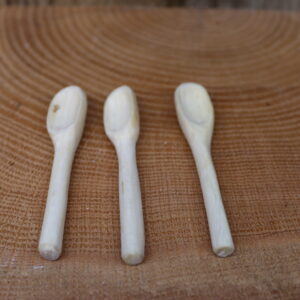 Miniature basswood salt/pepper spoons