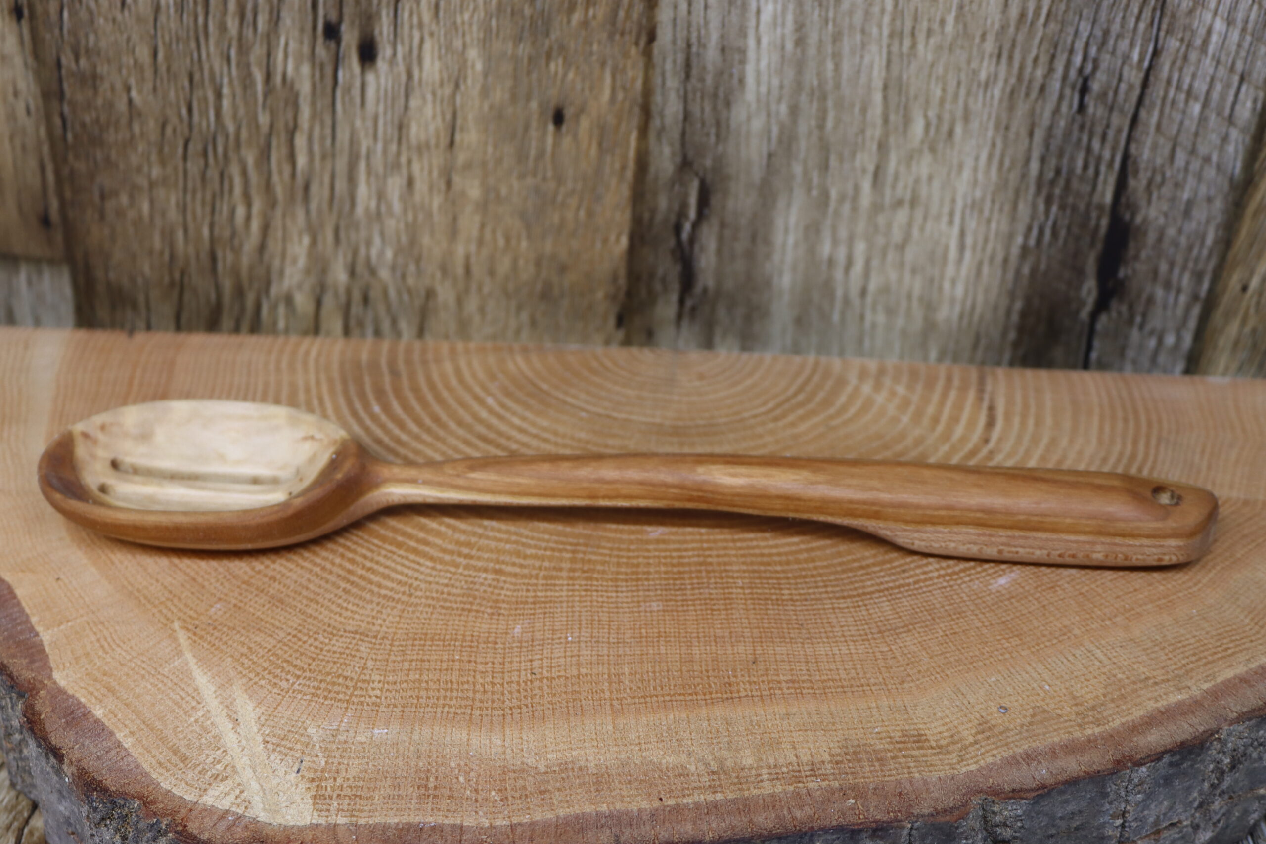 Cherry wood strainer spoon
