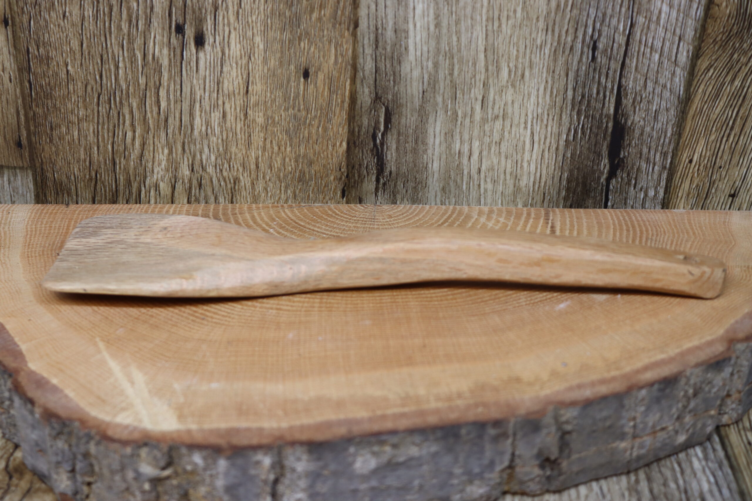 White oak curved head spatula